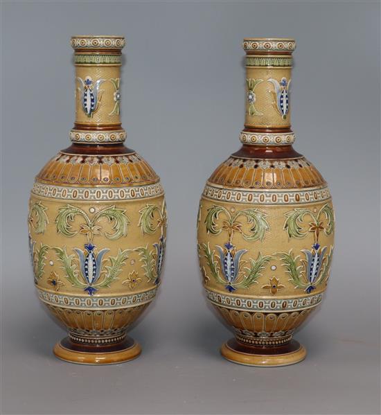 A pair of Mettlach vases height 28cm